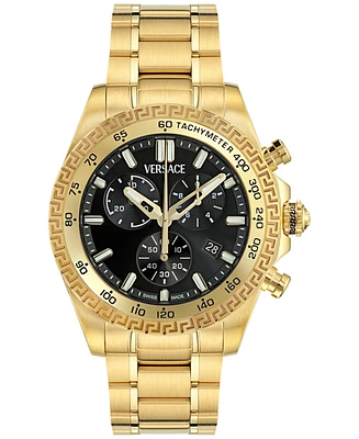 Versace Men's Swiss Chronograph X Gold Ion Plated Stainless Steel Bracelet Watch 44mm