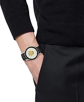 Versace Men's Swiss Black Leather Strap Watch 43mm