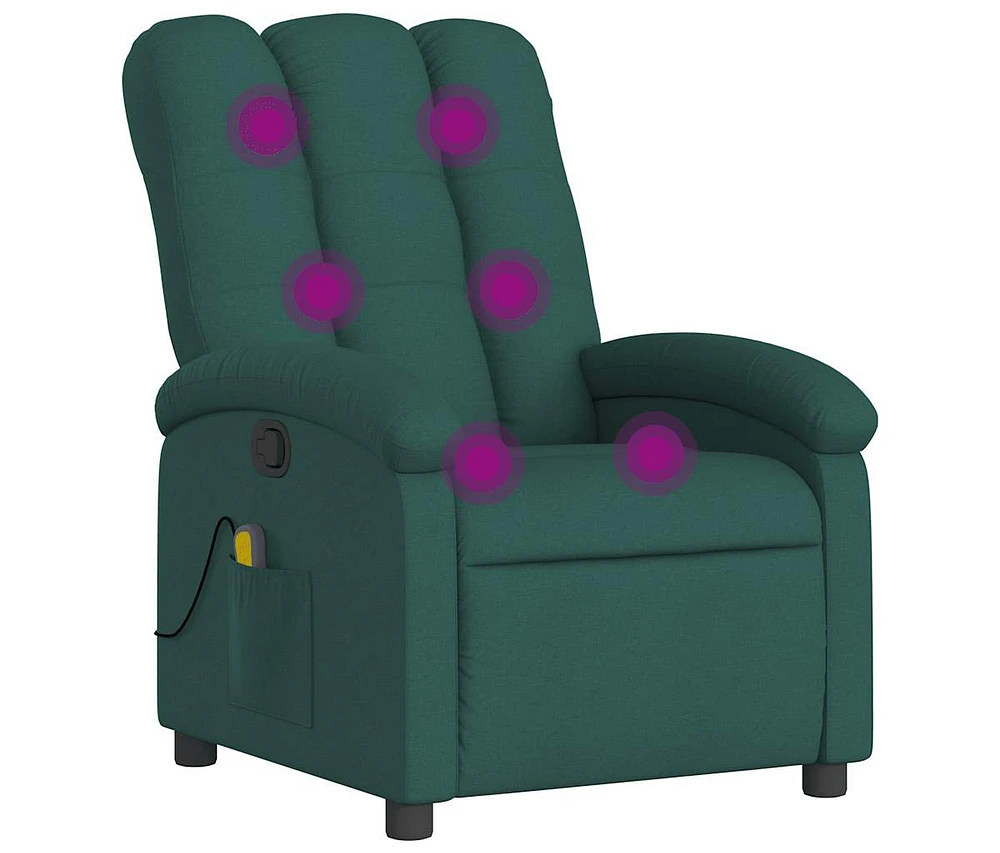 Massage Recliner Chair Dark Green Fabric