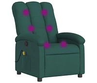 Massage Recliner Chair Dark Green Fabric