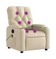 Massage Recliner Chair Cream Fabric