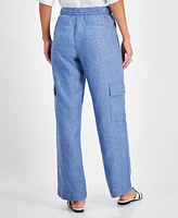 Charter Club Women's Woven Linen Delave Cargo Pants, Created for Macy's