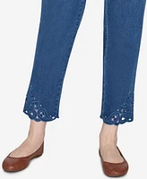 Ruby Rd. Petite Extra Stretch Denim Ankle Jean with Cutout Hem