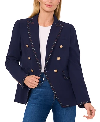 CeCe Women's Contrast-Trim Double Breasted Blazer