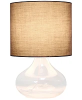 Simple Designs Glass Raindrop Table Lamp with Fabric Shade