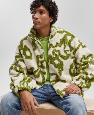 Mode of One Men's Jacquard Zip-Front Sherpa Jacket