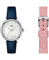 Tissot Women's Swiss Odaci-t Diamond (1/20 ct. t.w.) Blue Leather Strap Watch 33mm