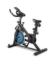 Sugift Indoor Silent Belt Drive Adjustable Resistance Cycling Stationary Bike-Blue