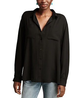 Lucky Brand Women's Collared Pleated Back Button-Front Shirt