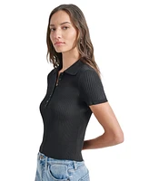 Dkny Jeans Women's Short-Sleeve Ribbed Knit Polo Shirt