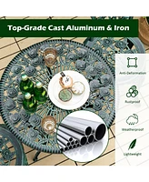 Vebreda Outdoor Cast Aluminum Patio Furniture Set with Rose Design