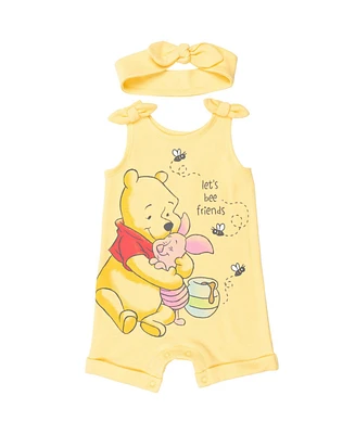 Disney Toddler Girls Minnie Mouse Winnie the Pooh Lion King Lilo & Stitch Simba Romper and Headband Newborn to