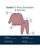 Gerber Toddler Girls Birds Sweatshirt & Active Pant Set, 2-Piece