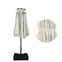 Casainc Outdoor Double-Sided Rectangular Led Light Market Umbrella With Base