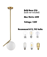 Moose Modern Mini Gold Pendant Light with Milk Glass Globe