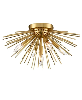 Moose Mid-Century Sputnik Flush Mount Ceiling Light 5-Light Brass Ceiling Light Fixture