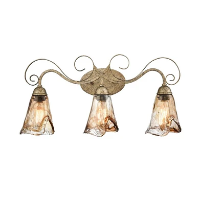 Moose Vintage Vanity Light Amber Glow Glass Shade - 3 Light