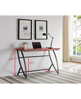 Kings Brand Furniture Haughton Writing/Laptop Desk, Black Metal & Walnut Wood