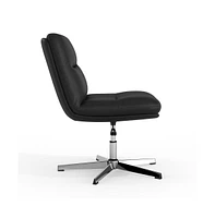 Merrick Lane Biel Mid-Back Height-Adjustable Stationary Armless Swivel Office Chair - Padded Upholstered Wide Back And Seat, Strong Frame