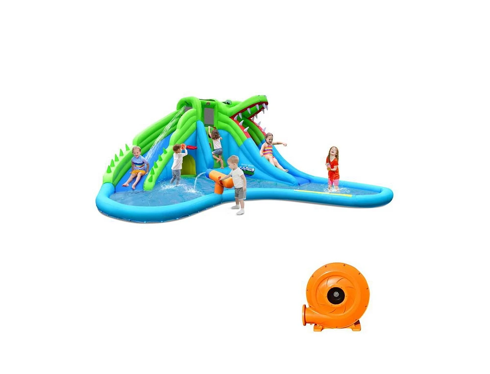 Sugift Inflatable Crocodile Style Water Slide Upgraded Kids Bounce Castle with 780W Blower