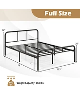 Sugift Full Bed Frame with Headboard and Footboard No Box Spring Needed-Black