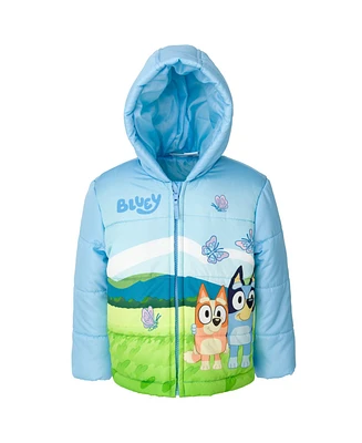 Bluey Girls Bingo Zip Up Winter Coat Puffer Jacket