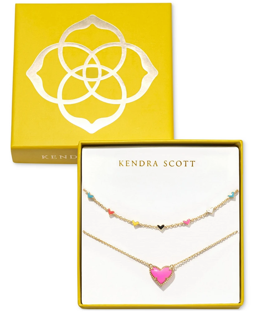 Kendra Scott 14k Gold-Plated 2-Pc. Set Color & Stone Heart Collar & Pendant Necklaces