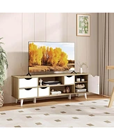 Costway Tv Stand for TVs up to 55" with Storage 4 Drawers & 2 Open Shelves for Bedroom