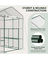 Costway Portable Mini Greenhouse with 3 Tiers 8 Shelves Roll-up Zippered Door for Plants