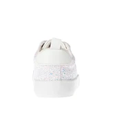 Bebe Little and Big Girls Low Top Glitter Piecing Logo Sneaker