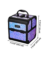 Byootique Makeup Train Case Cosmetic Organizer w/ Mirror Mermaid Purple Artist