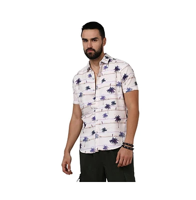 Campus Sutra Men's Ivory White Desert Palm Shirt