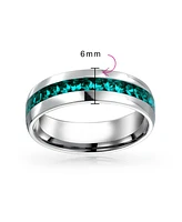 Bling Jewelry Aqua Crystal Eternity Band Ring Stainless Steel Unisex 6mm