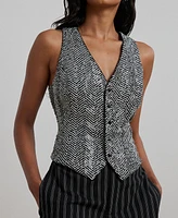 Lauren Ralph Women's Sequined Herringbone Vest