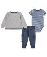 Huggies Baby Boys Short Sleeve Bodysuit, Crew and Pants 3-Piece Set