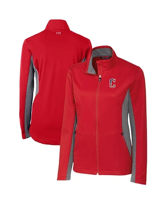 Cutter & Buck Women's Cardinal Cleveland Guardians Americana Logo Navigate Softshell Full-Zip Jacket