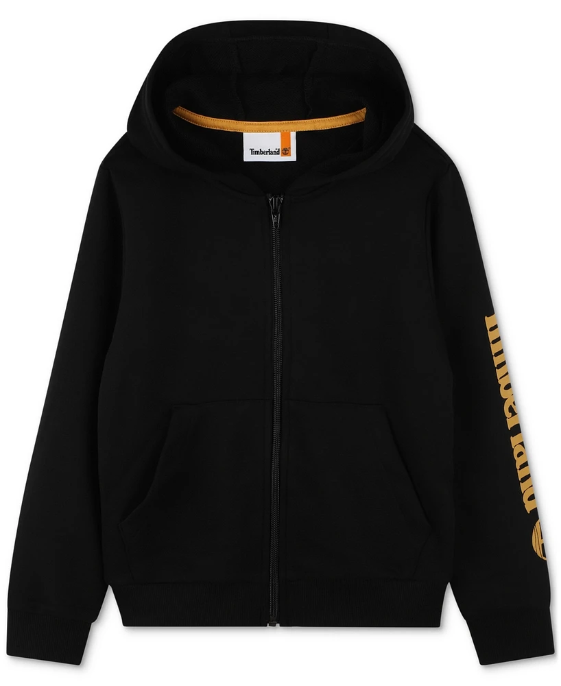 Timberland Big Boys Logo French Terry Zip-Up Hoodie