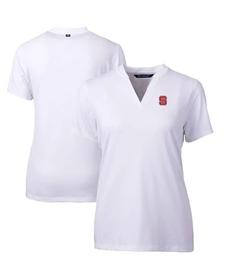 Cutter & Buck Women's White Nc State Wolfpack Forge Blade V-Neck Top