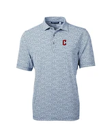 Cutter & Buck Men's Navy Cleveland Guardians Virtue Eco Pique Botanical Print Polo