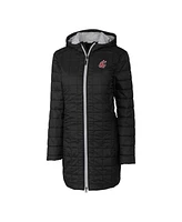 Cutter & Buck Women's Black Washington State Cougars Rainier PrimaLoft Eco Hooded Long Coat