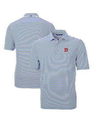 Cutter & Buck Men's Blue Denver Broncos Throwback Logo Virtue Eco Pique Stripe Polo