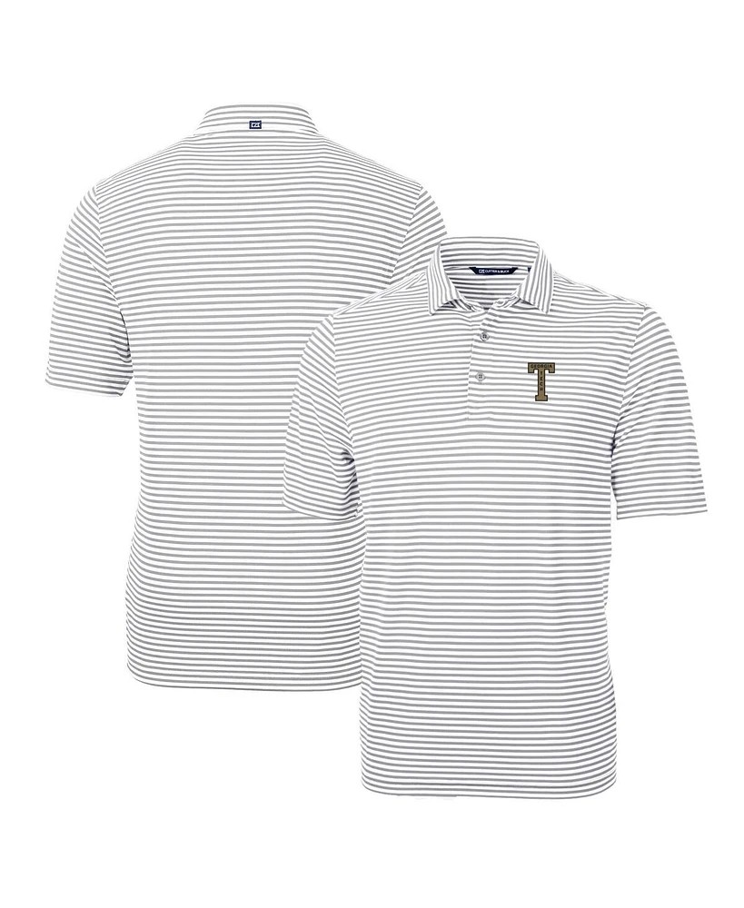 Cutter & Buck Men's Georgia Tech Yellow Jackets Throwback Logo Virtue Eco Pique Stripe Polo