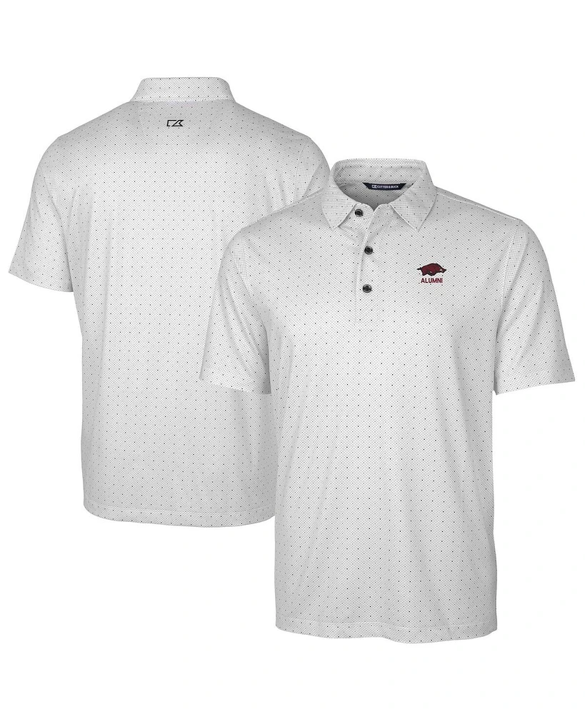 Cutter & Buck Men's Charcoal Arkansas Razorbacks Alumni Logo Double Dot Print Stretch Polo