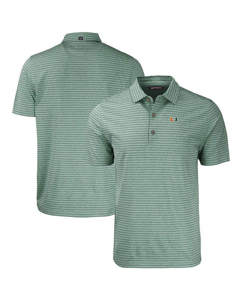 Cutter & Buck Men's Miami Hurricanes Forge Eco Heathered Stripe Stretch Polo