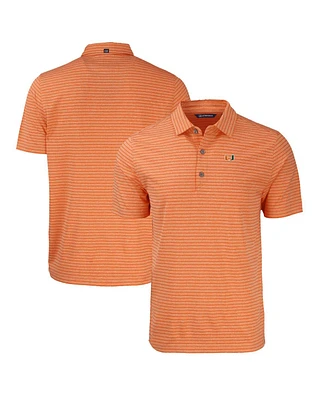 Cutter & Buck Men's Miami Hurricanes Forge Eco Heathered Stripe Stretch Polo