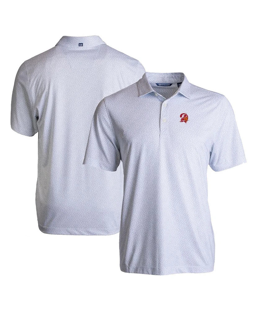 Cutter & Buck Men's White Tampa Bay Buccaneers Throwback Pike Eco Pebble Print Stretch Polo