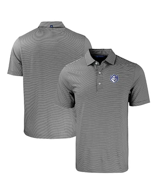 Cutter & Buck Men's Black/White Saint Louis Billikens Forge Eco Double Stripe Stretch Polo