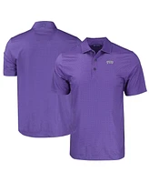 Cutter & Buck Men's Purple Tcu Horned Frogs Pike Eco Tonal Geo Print Stretch Polo