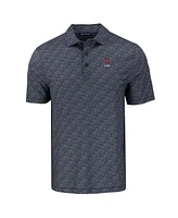 Cutter & Buck Men's Black Ohio State Buckeyes Pike Eco Pebble Print Stretch Polo