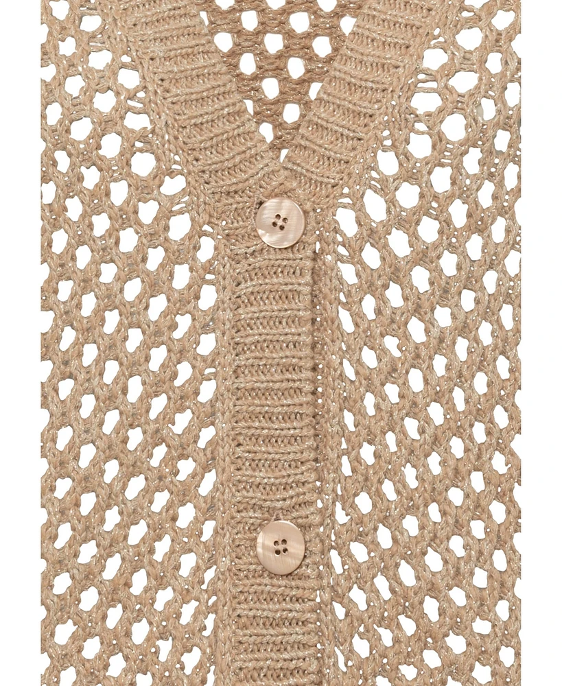 Olsen Women's Lurex Open Knit Cardigan